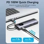 Vention TQVHB Docking Station USB-C 9 en 1: 2xHDMI 4K 60Hz, 3xUSB, RJ45 Gigabit, Lector Tarjetas SD/TF, USB-C PD 100W, Aluminio Gris